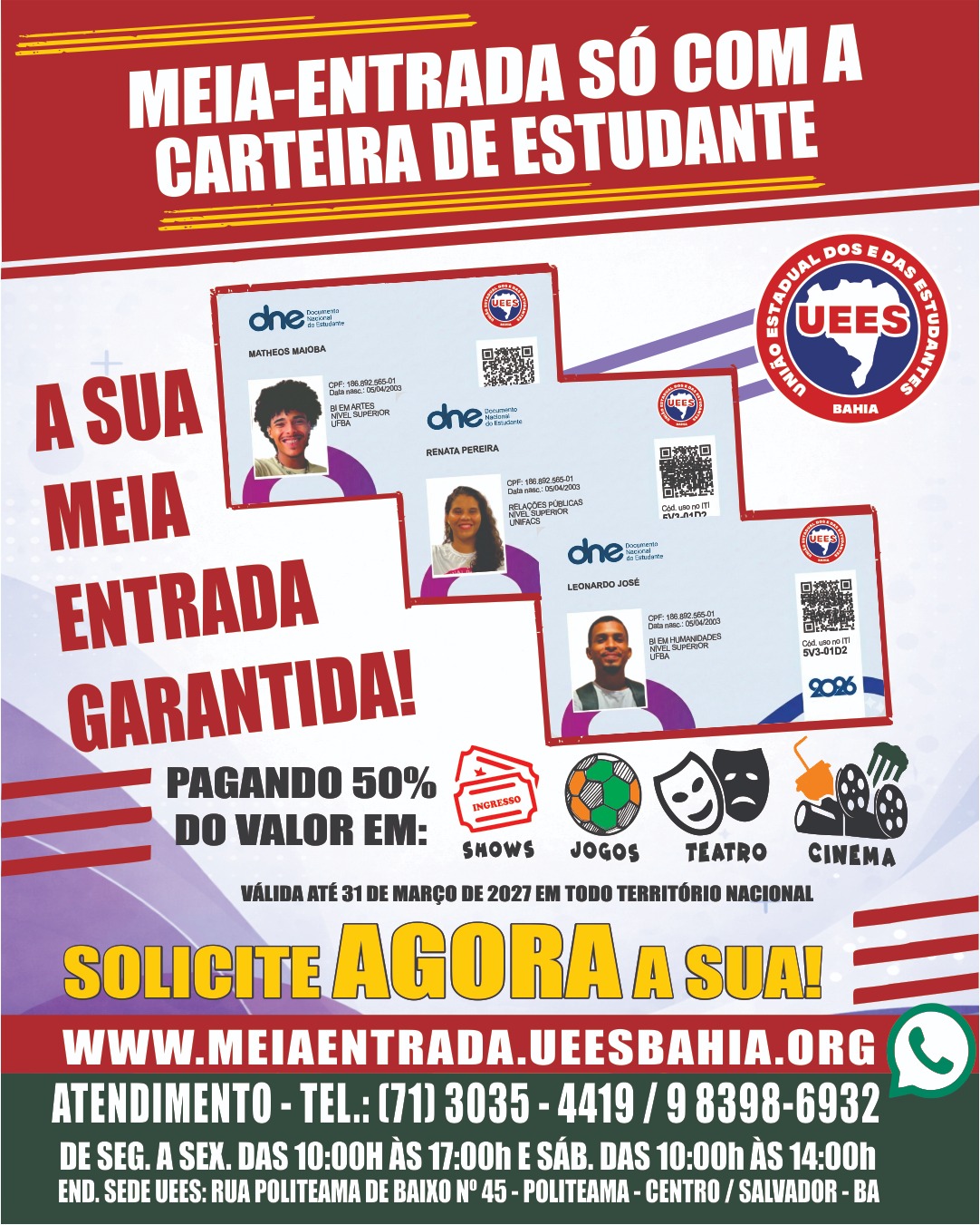 Carteira estudantil da UEES Bahia